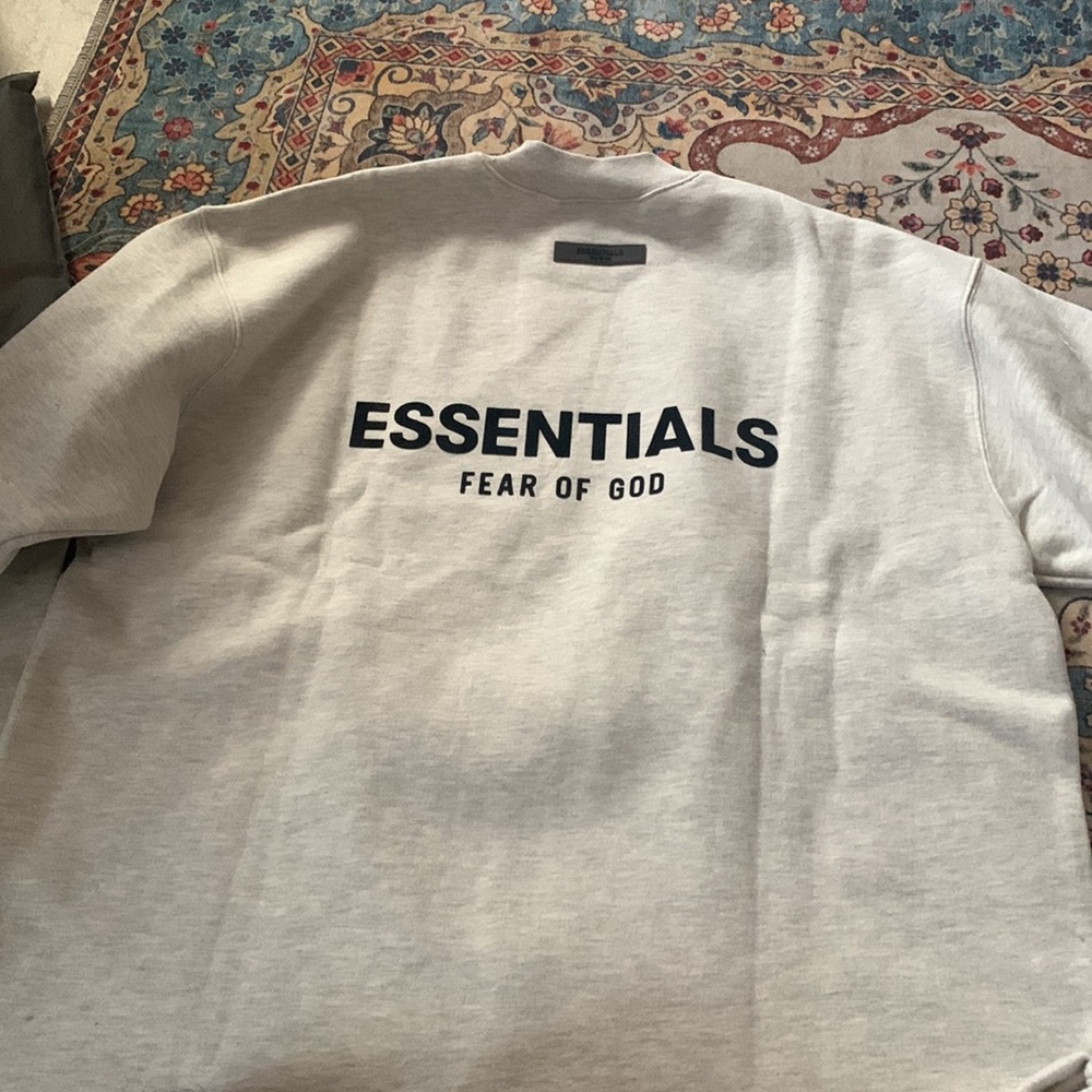 Brand new Essentials relaxed crewneck sweater.Light oatmeal color size S
